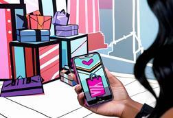 Illustration of a person buying products on their phone