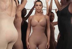 Kim Kardashian in brand imagery for Skims shapewear