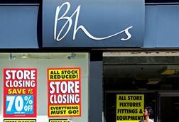 BHS storefront with closing-down signs
