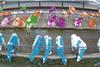 Dairy cows shown from above in infrared colours