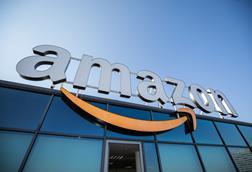 Amazon logo on warehouse