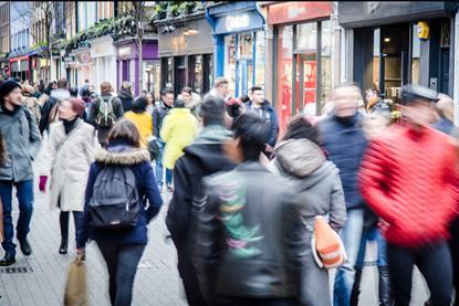 Shoppers on a busy high street